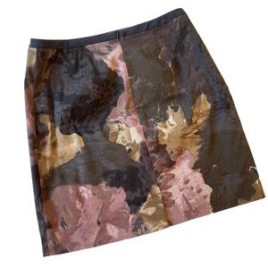 Ann Taylor Loft floral pencil skirt petite 6P 265911 70043 purple cream brown